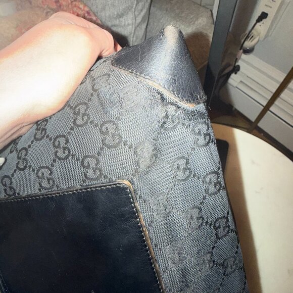 GUCCI Vintage Signature GG Canvas/Leather Tote Bag (REHAB- NEEDS SOME LOVE) - Picture 7 of 16